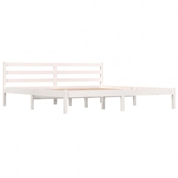 Cadre de lit Bois de pin massif 180x200 cm Blanc Super King