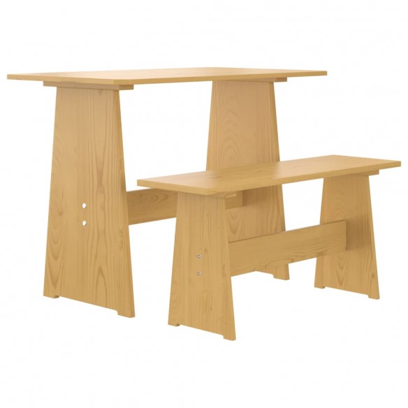 Table à manger avec banc Marron miel Bois de pin solide