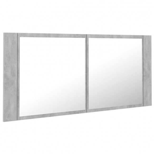 Armoire de salle de bain à miroir LED Gris béton Acrylique