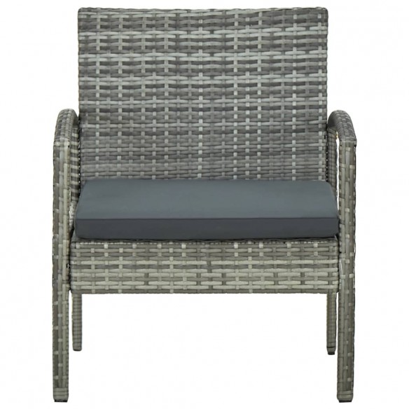 Chaise de jardin avec coussin Résine tressée Gris