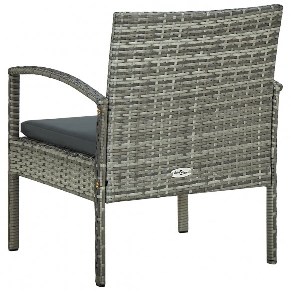 Chaise de jardin avec coussin Résine tressée Gris