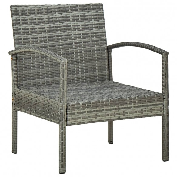 Chaise de jardin avec coussin Résine tressée Gris