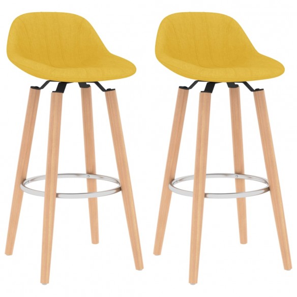 Tabourets de bar lot de 2 jaune moutarde tissu