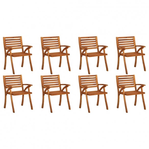 Chaises de jardin avec coussins 8 pcs Bois d'acacia solide