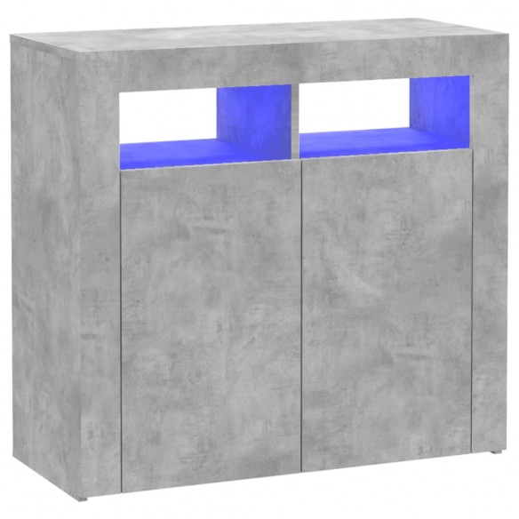 Buffet avec lumières LED gris béton 80x35x75 cm