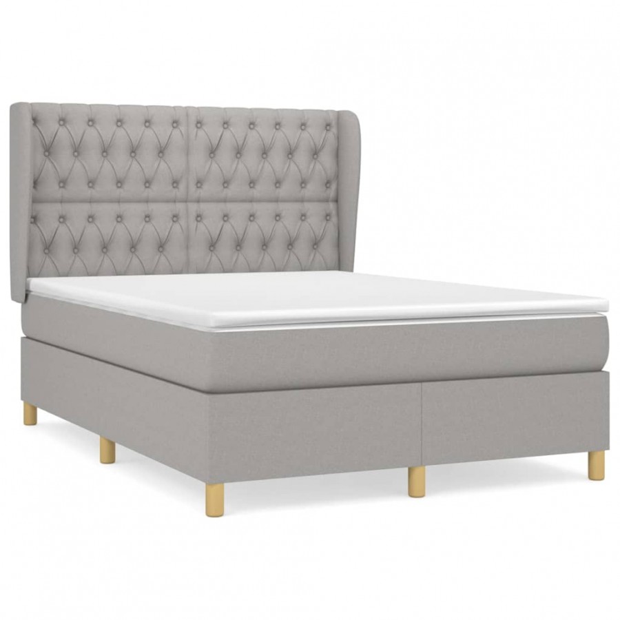 Cadre de lit avec matelas Gris clair 140x200cm Tissu