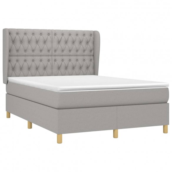 Cadre de lit avec matelas Gris clair 140x200cm Tissu