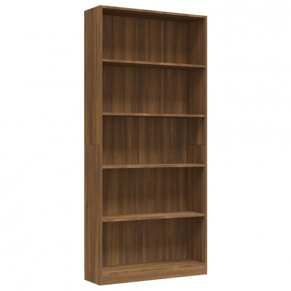 Bibliothèque 5 niveaux Chêne marron 80x24x175cm Bois ingénierie