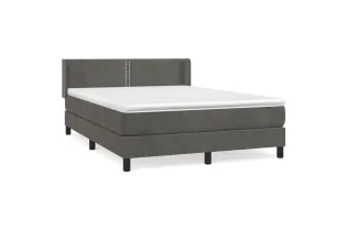 cadre de lit et matelas Gris foncé 140x200cm Velours 2