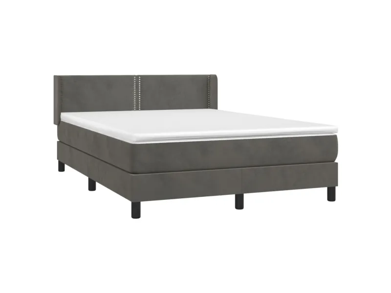 cadre de lit et matelas Gris foncé 140x200cm Velours