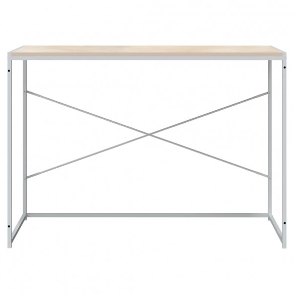 Bureau d'ordinateur Blanc et chêne 110x60x70 cm Aggloméré