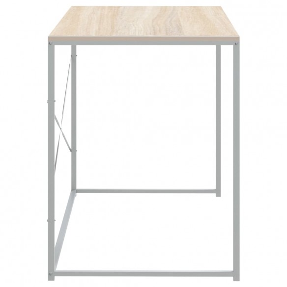 Bureau d'ordinateur Blanc et chêne 110x60x70 cm Aggloméré