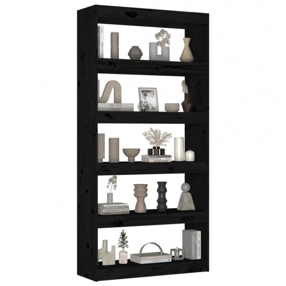 Bibliothèque/Séparateur de pièce Noir 80x30x167,4 cm Pin solide