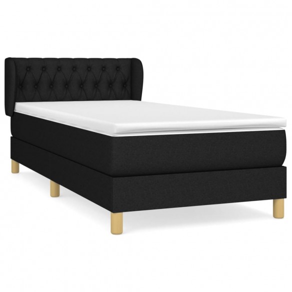 Cadre de lit avec matelas Noir 90x200 cm Tissu