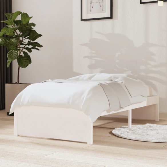 Cadre de lit Blanc Bois massif 75x190 cm Petit simple