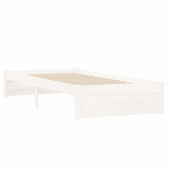 Cadre de lit Blanc Bois massif 75x190 cm Petit simple