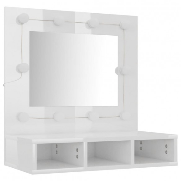 Armoire à miroir avec LED Blanc brillant 60x31,5x62 cm