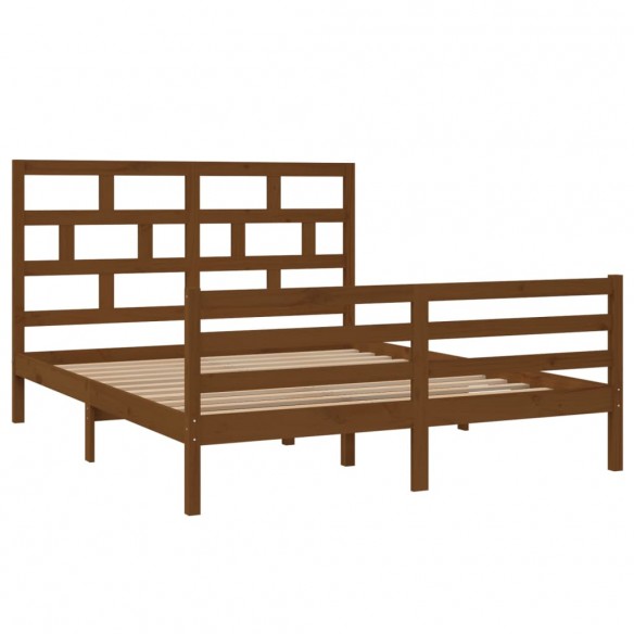 Cadre de lit Marron miel Bois de pin massif 160x200 cm