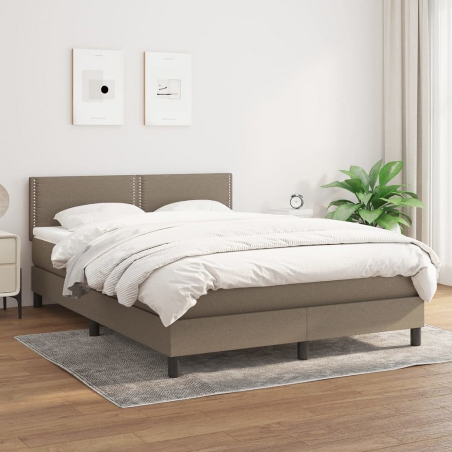 Cadre de lit avec matelas Taupe 140x200 cm Tissu