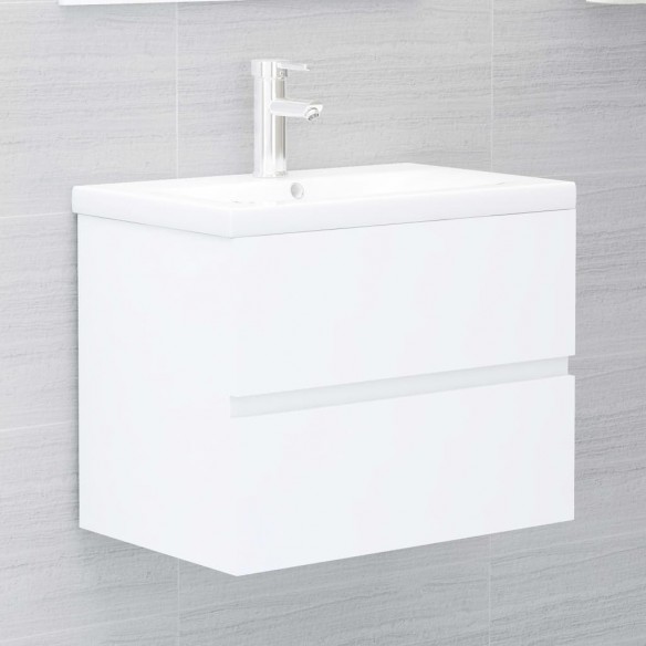 Armoire d'évier avec lavabo intégré Blanc Aggloméré