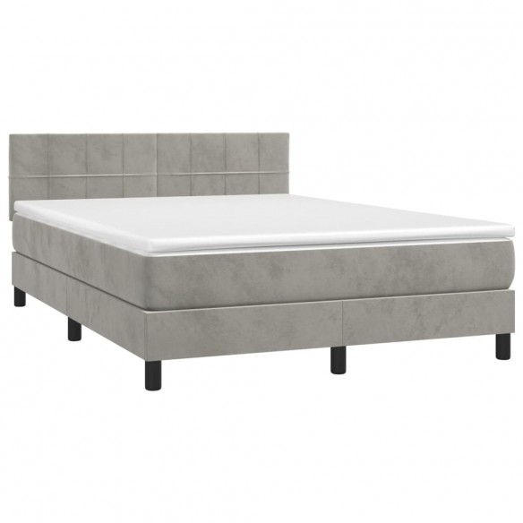 Cadre de lit avec matelas LED Gris clair 140x190 cm