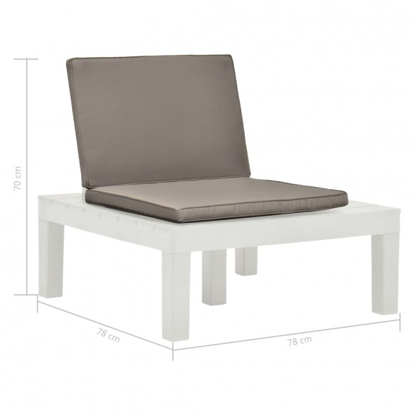 Chaises de salon de jardin et coussins 4 pcs Plastique Blanc