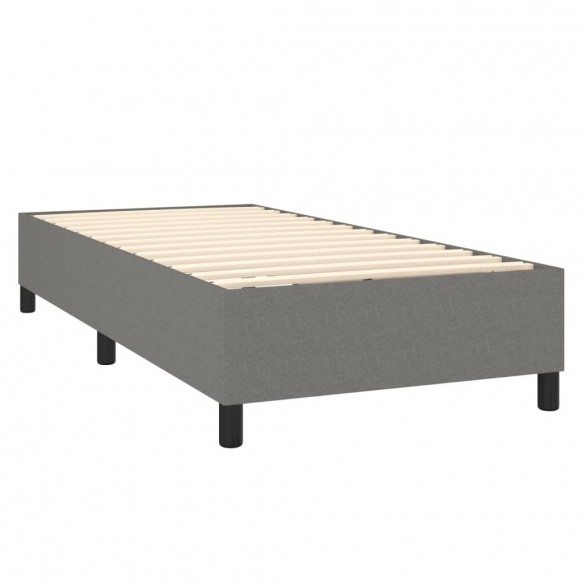 Cadre de lit avec matelas et LED Gris foncé 90x200cm