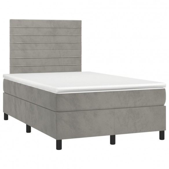 Cadre de lit et matelas Gris clair 120x200cm Velours