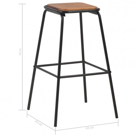 Tabourets de bar lot de 6 noir pinède solide et acier