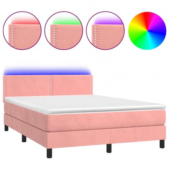 Cadre de lit avec matelas LED Rose 140x200 cm