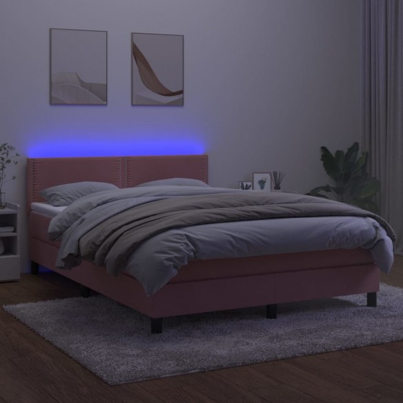 Cadre de lit avec matelas LED Rose 140x200 cm