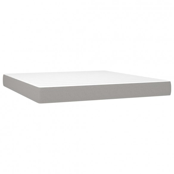 Cadre de lit avec matelas Gris clair 180x200cm Tissu