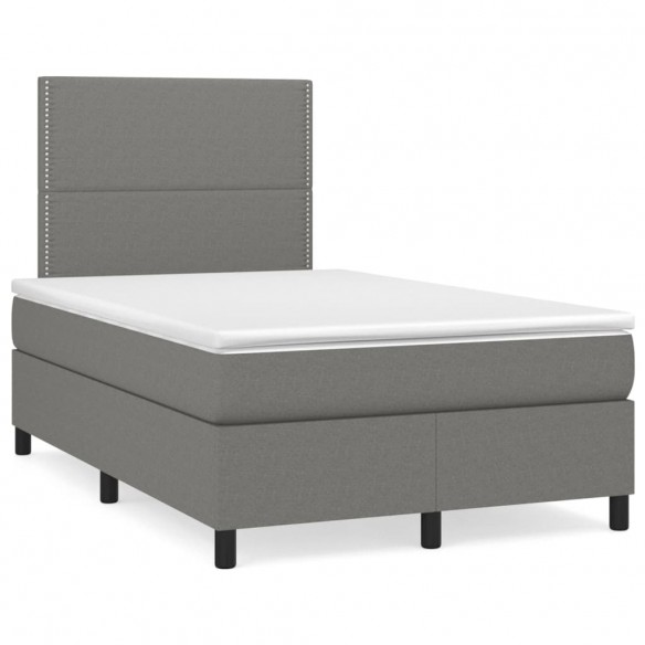 Cadre de lit avec matelas Gris foncé 120x200cm Tissu