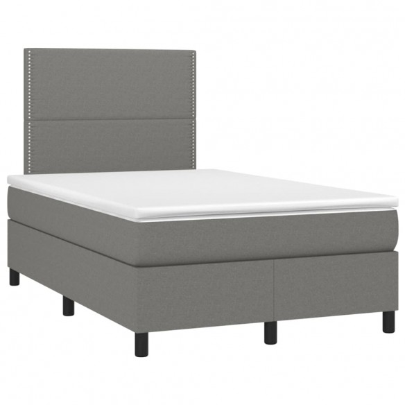 Cadre de lit avec matelas Gris foncé 120x200cm Tissu