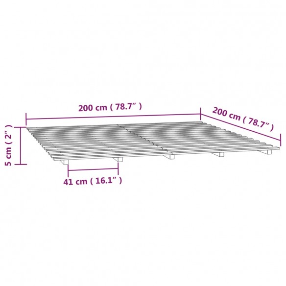 Cadre de lit blanc 200x200 cm bois de pin massif