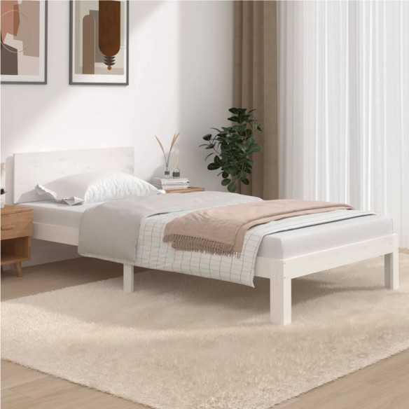 Cadre de lit Blanc Bois de pin massif 100x200 cm