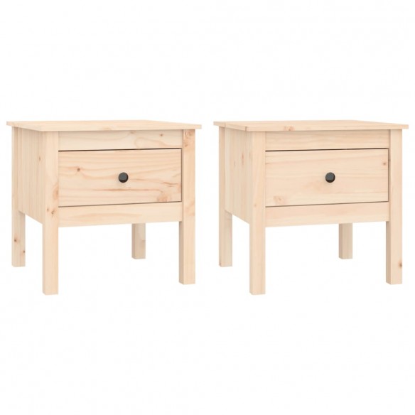 Tables d'appoint 2 pcs 50x50x49 cm Bois massif de pin