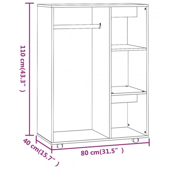 Garde-robe Chêne marron 80x40x110 cm Bois d'ingénierie