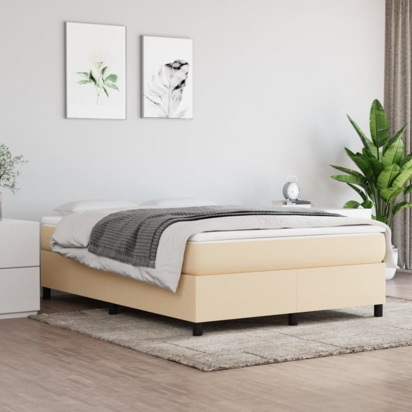 Cadre de lit avec matelas Crème 140x200 cm Tissu