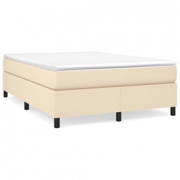 Cadre de lit avec matelas Crème 140x200 cm Tissu