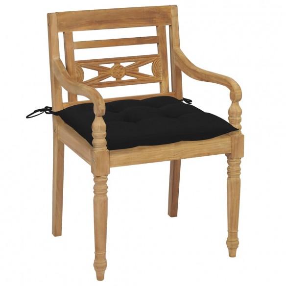 Chaises Batavia avec coussins 6 pcs Bois de teck solide