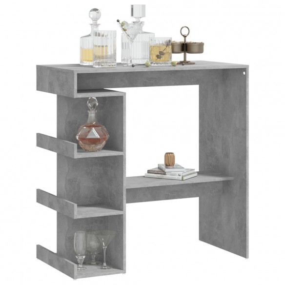 Table de bar étagère de rangement Gris béton 100x50x101,5 cm