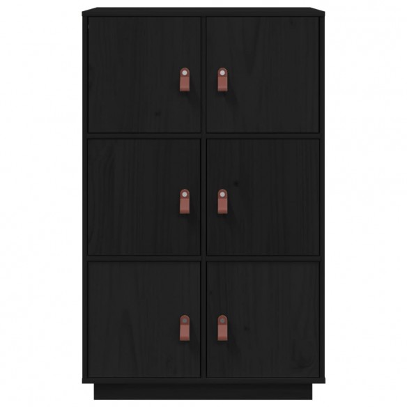 Buffet haut Noir 67x40x108,5 cm Bois massif de pin