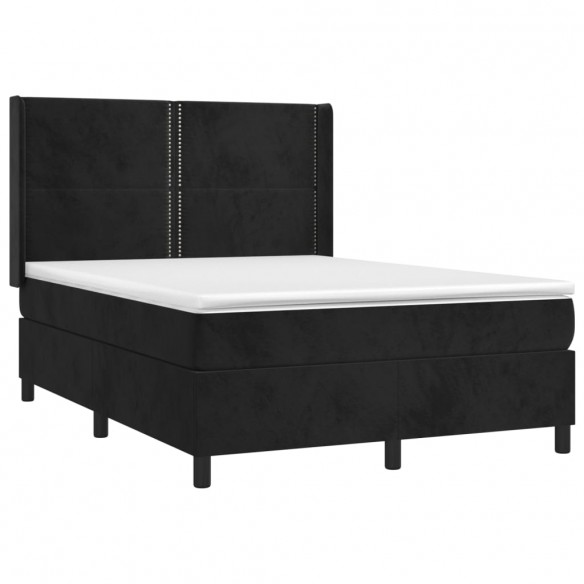 Cadre de lit avec matelas Noir 140x190 cm Velours