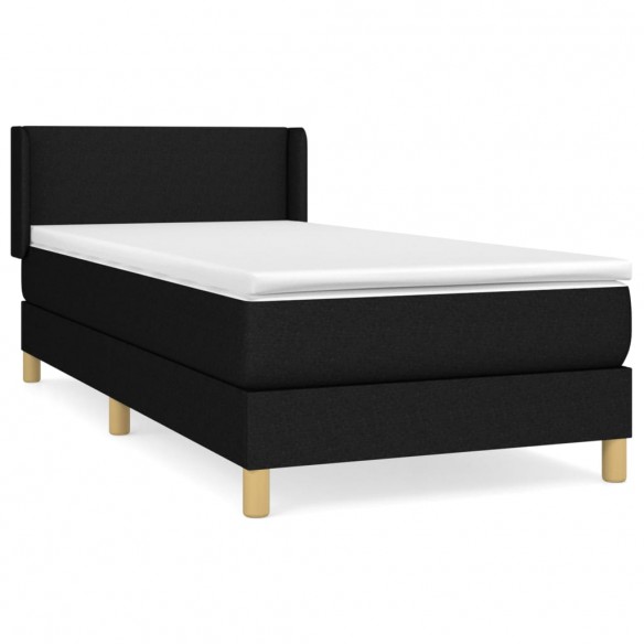 Cadre de lit avec matelas Noir 100x200 cm Tissu