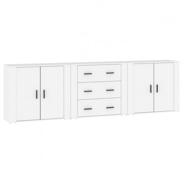 Buffets 3 pcs Blanc Bois d'ingénierie