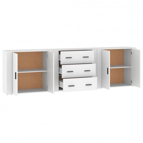 Buffets 3 pcs Blanc Bois d'ingénierie