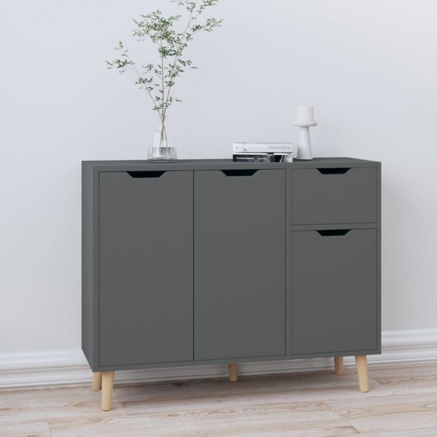 Buffet gris 90x30x72 cm bois d'ingénierie