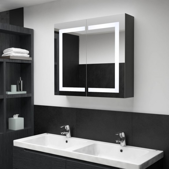 Armoire de salle de bain à miroir LED 80x12,2x68 cm