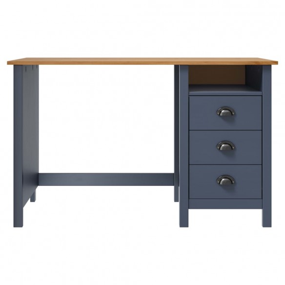 Bureau Hill avec 3 tiroirs Gris 120x50x74 cm Pin solide